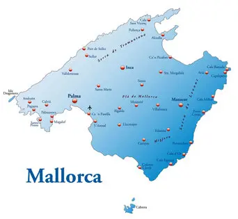 Mallorca Landkarte mit Städten